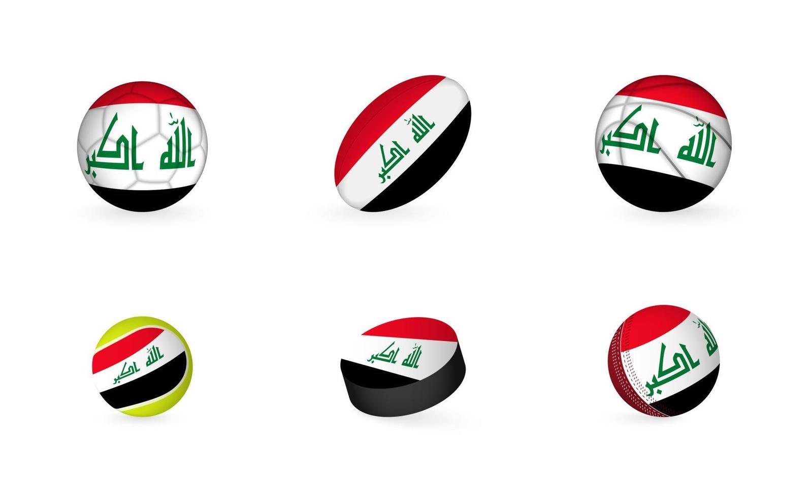 Sports equipment with flag of Iraq. Sports icon set. vector