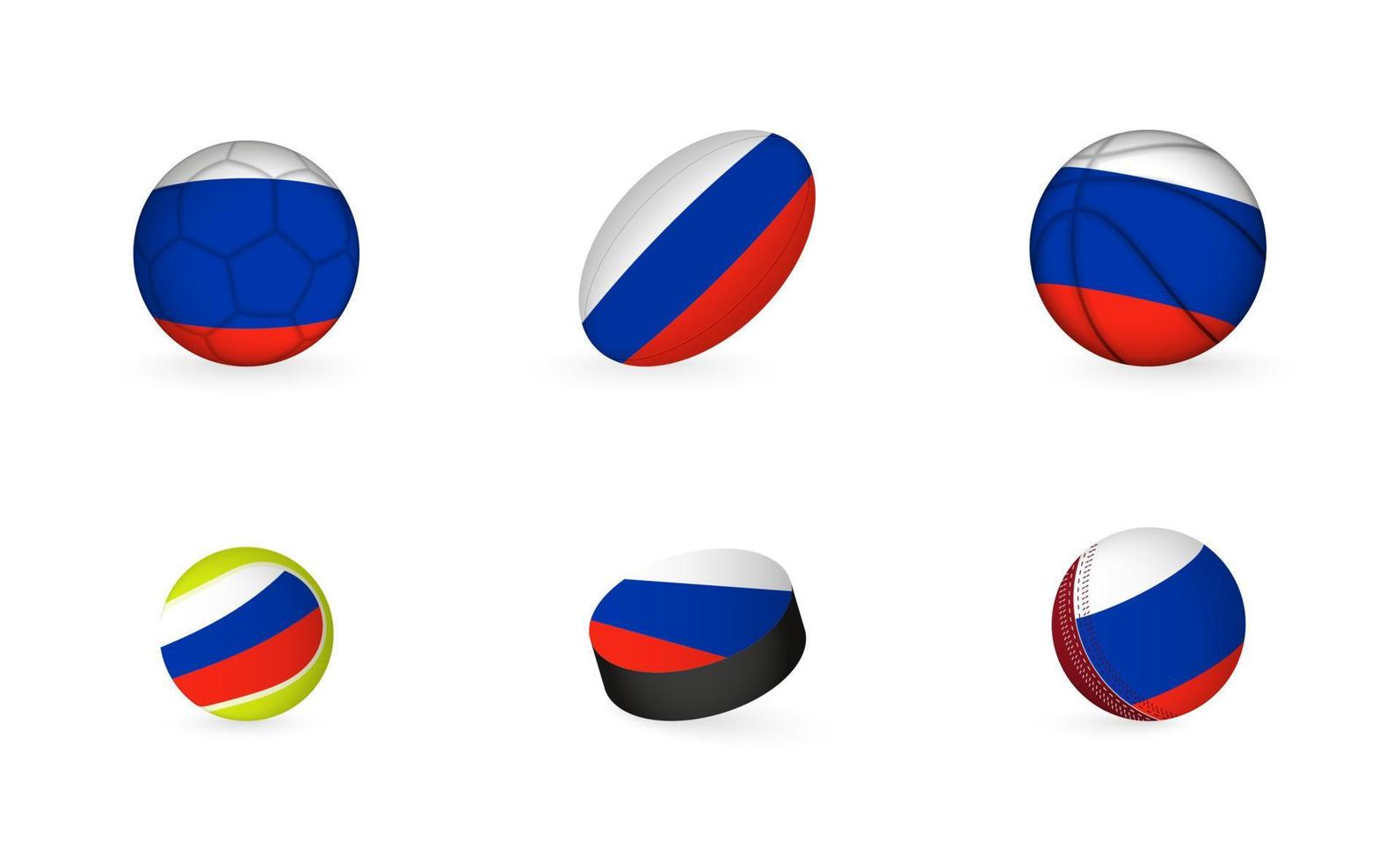 Sports equipment with flag of Russia. Sports icon set. vector