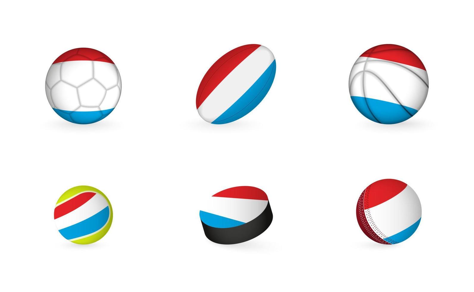 Sports equipment with flag of Luxembourg. Sports icon set. vector