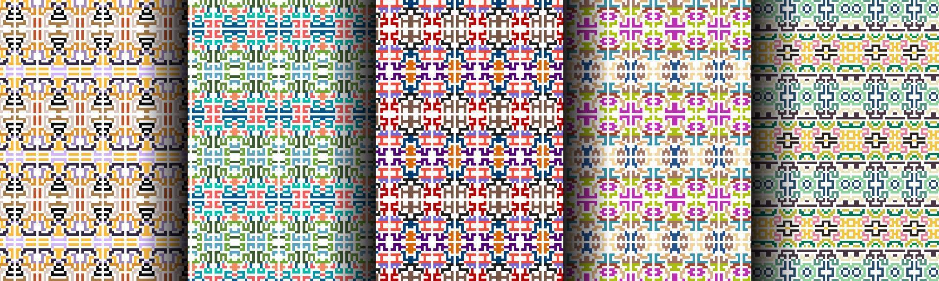 modern plaid ethnic background collection set for business vector