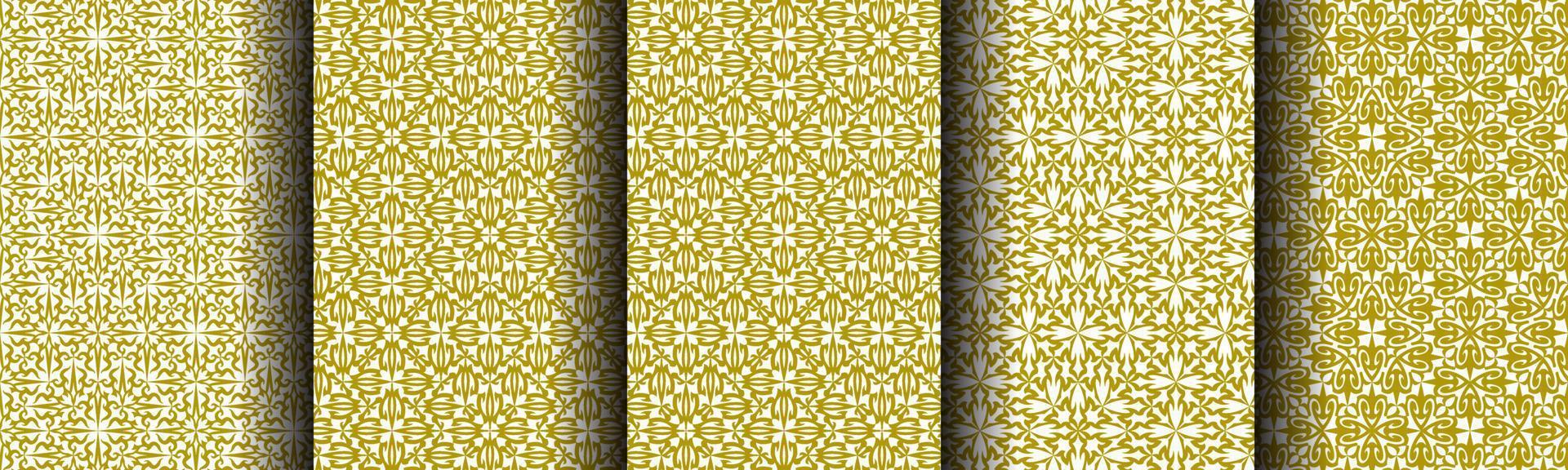 set of ethnic gold abstract background pattern collection for business vector
