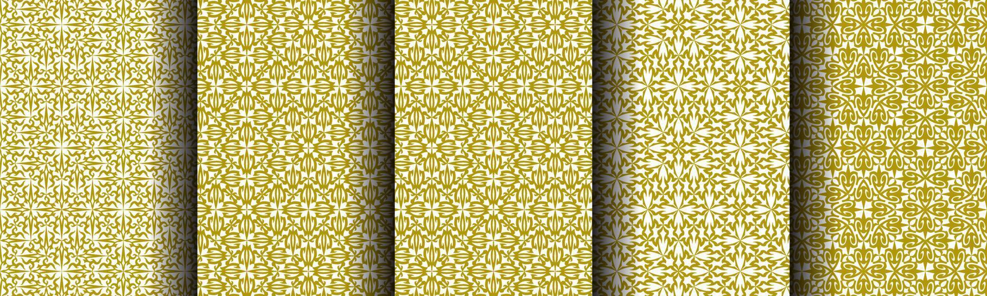 set of ethnic gold abstract background pattern collection for business vector