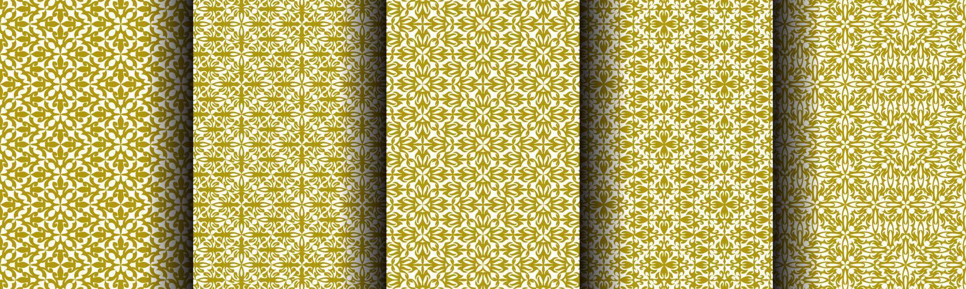 set of ethnic gold abstract background pattern collection for business vector