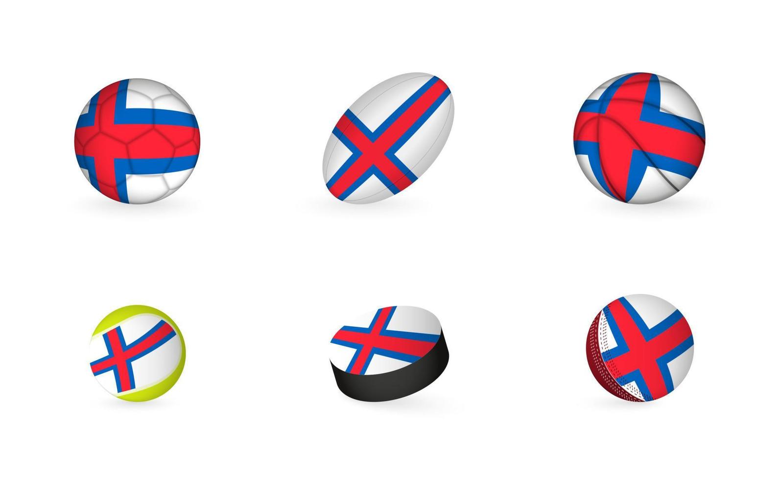 Sports equipment with flag of Faroe Islands. Sports icon set. vector