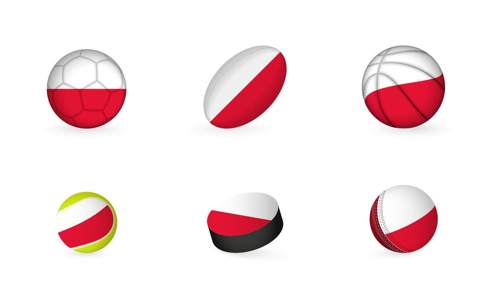 Sports equipment with flag of Poland. Sports icon set. vector