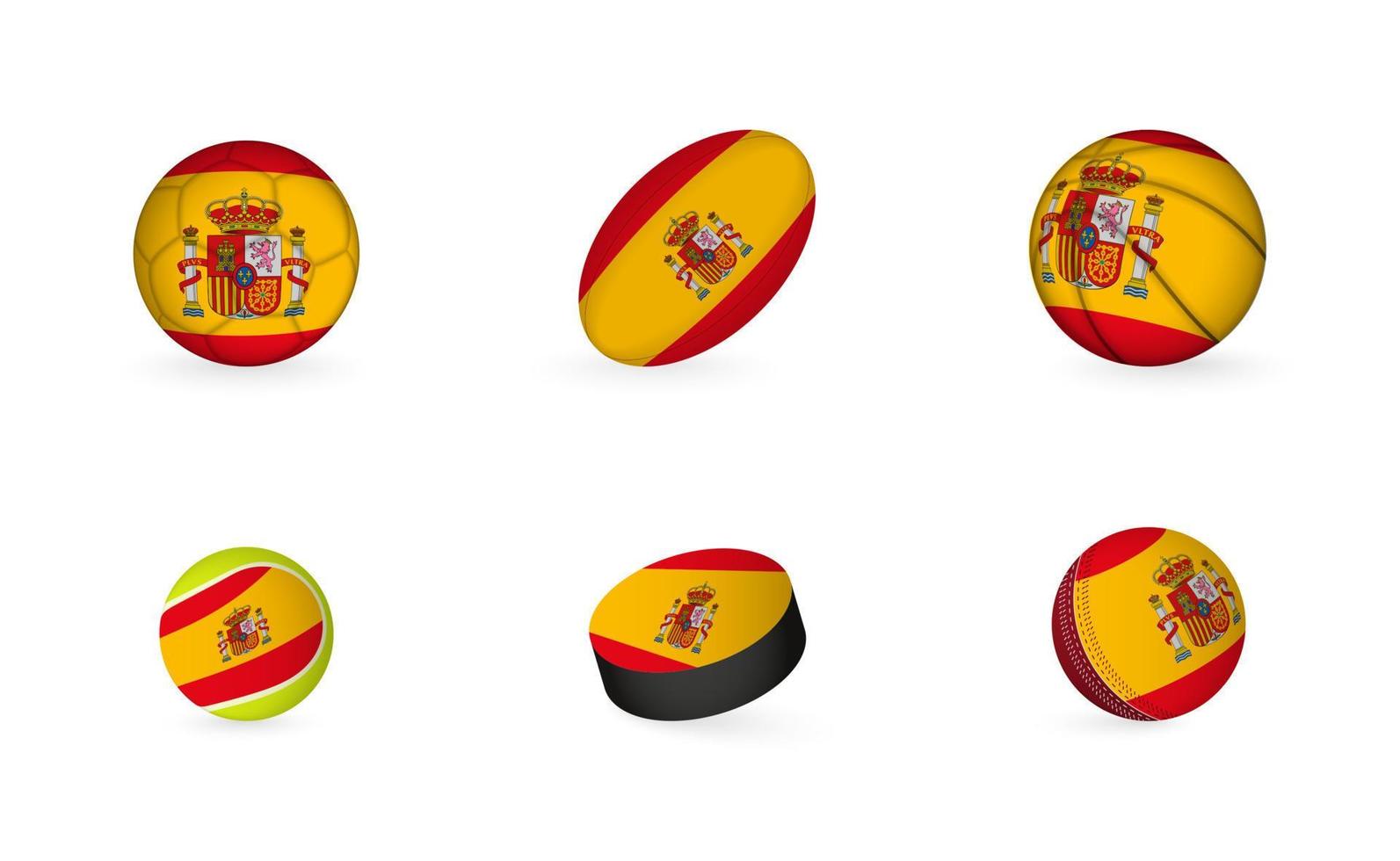 Sports equipment with flag of Spain. Sports icon set. vector