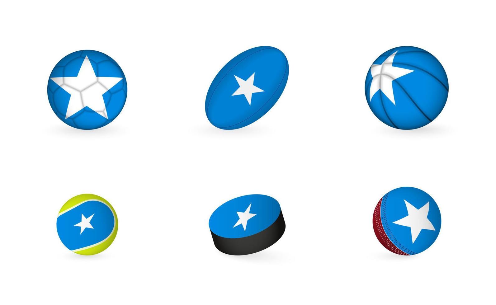 Sports equipment with flag of Somalia. Sports icon set. vector