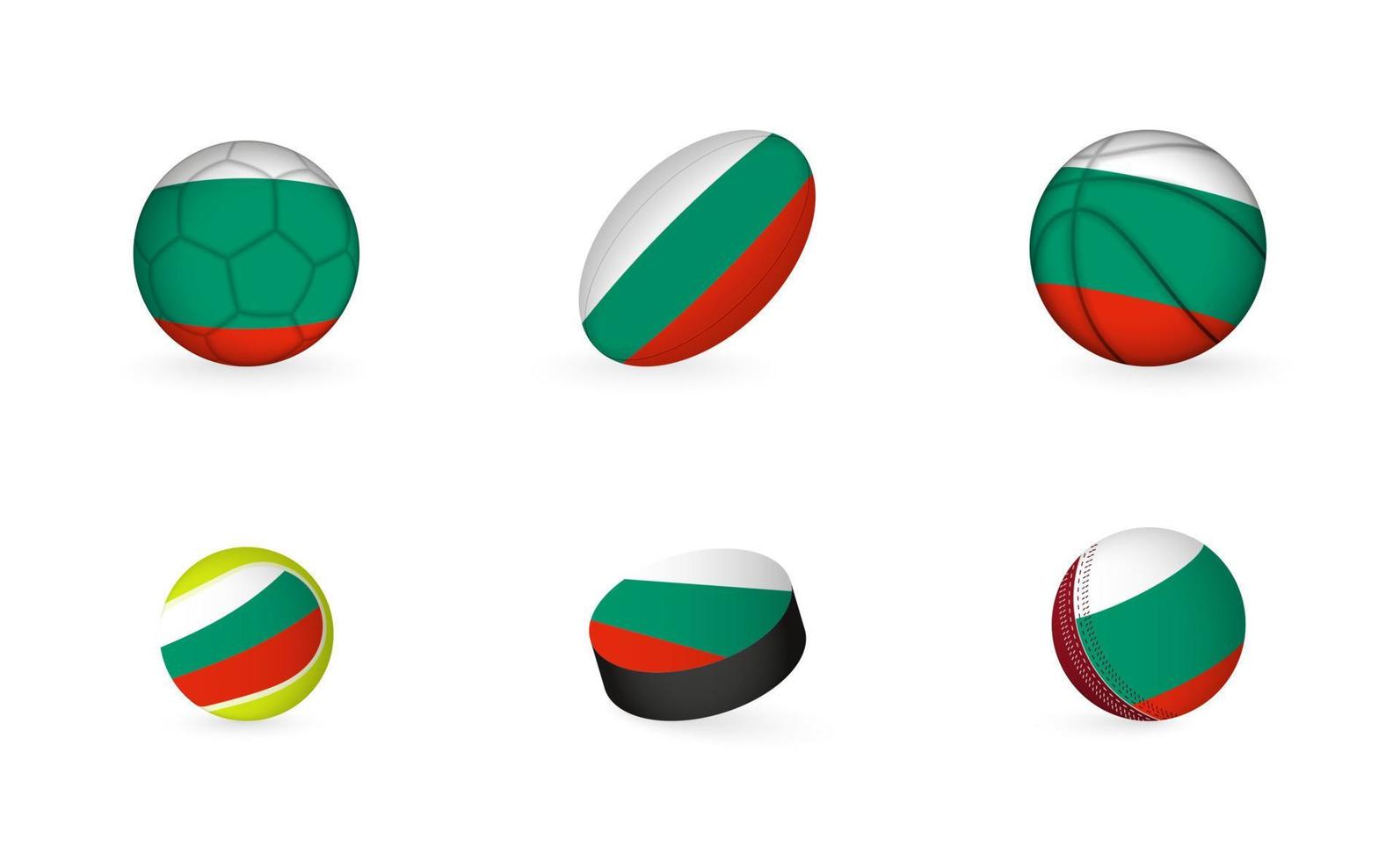 Sports equipment with flag of Bulgaria. Sports icon set. vector