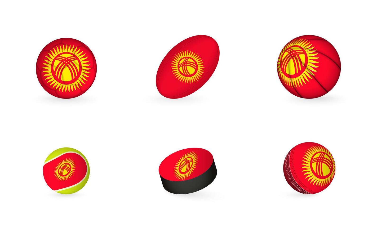 equipamiento deportivo con bandera de Kirguistán. conjunto de iconos de deportes. vector
