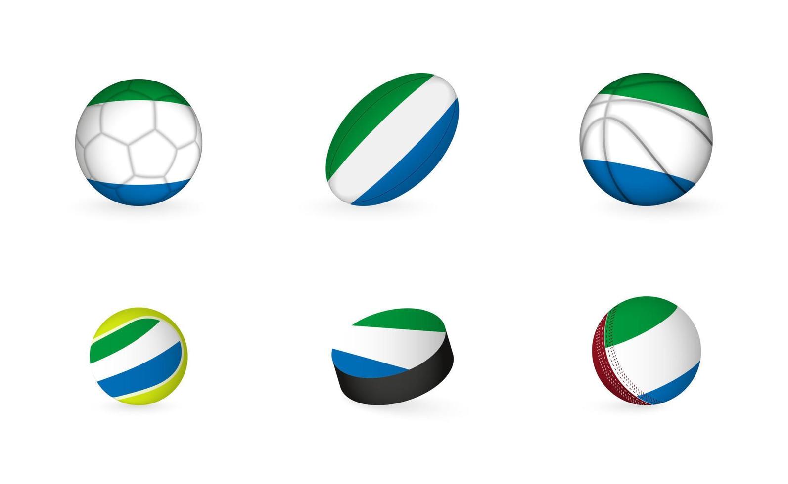 Sports equipment with flag of Sierra Leone. Sports icon set. vector