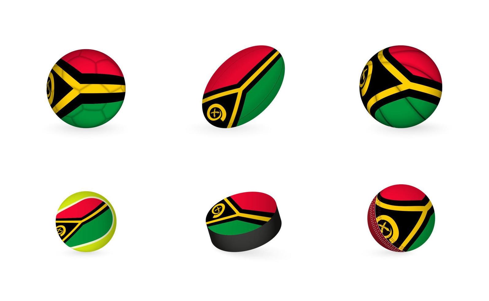 Sports equipment with flag of Vanuatu. Sports icon set. vector