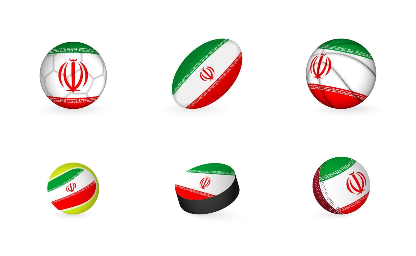 equipamiento deportivo con bandera de irán. conjunto de iconos de deportes. vector