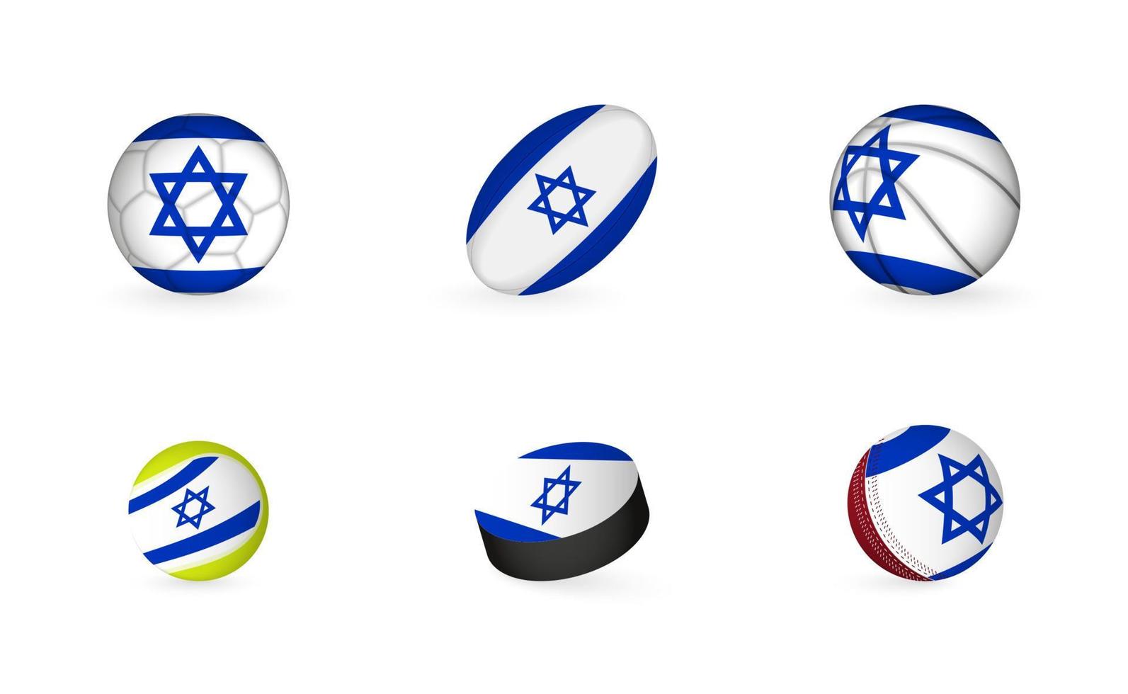 Sports equipment with flag of Israel. Sports icon set. vector