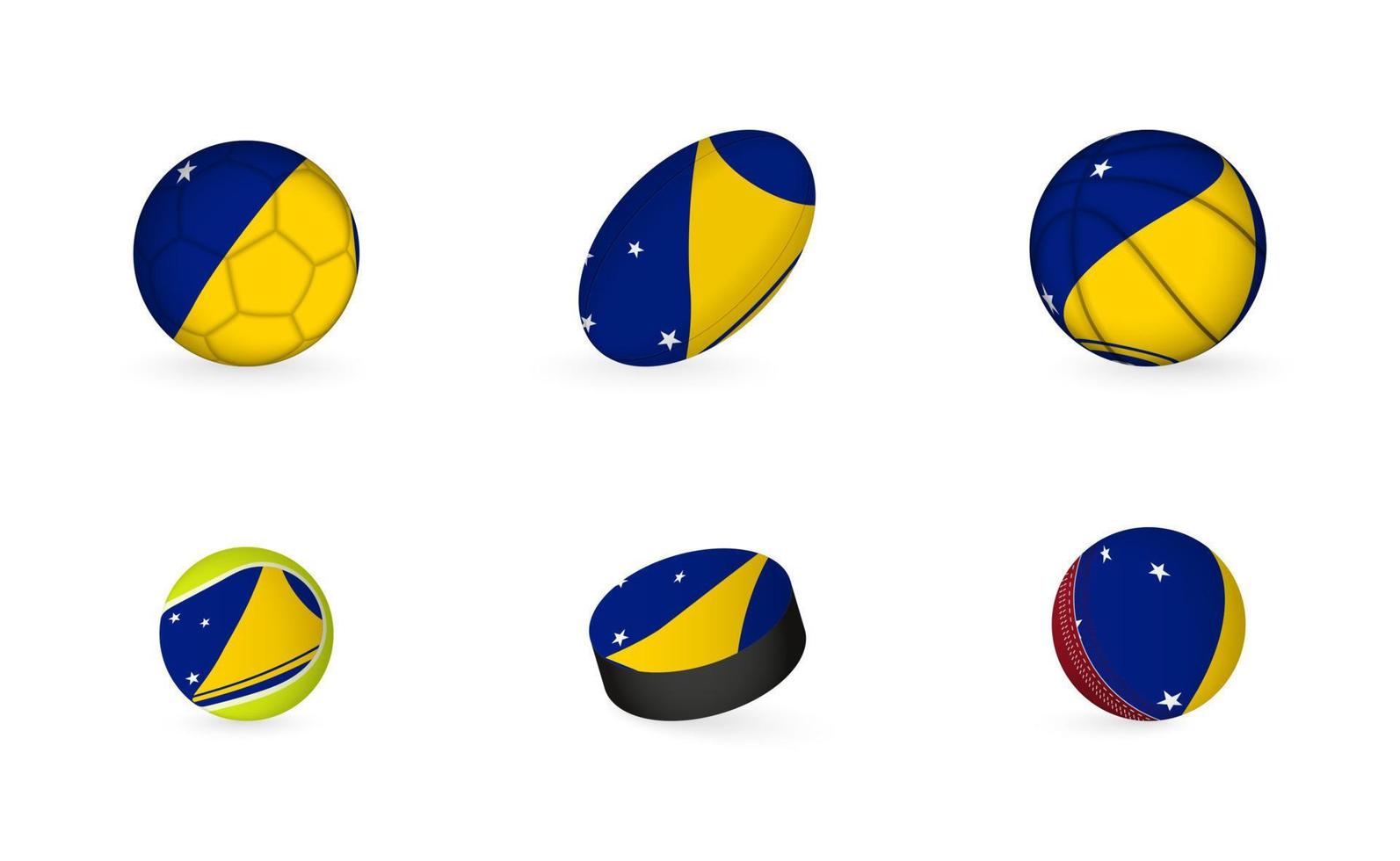 Sports equipment with flag of Tokelau. Sports icon set. vector