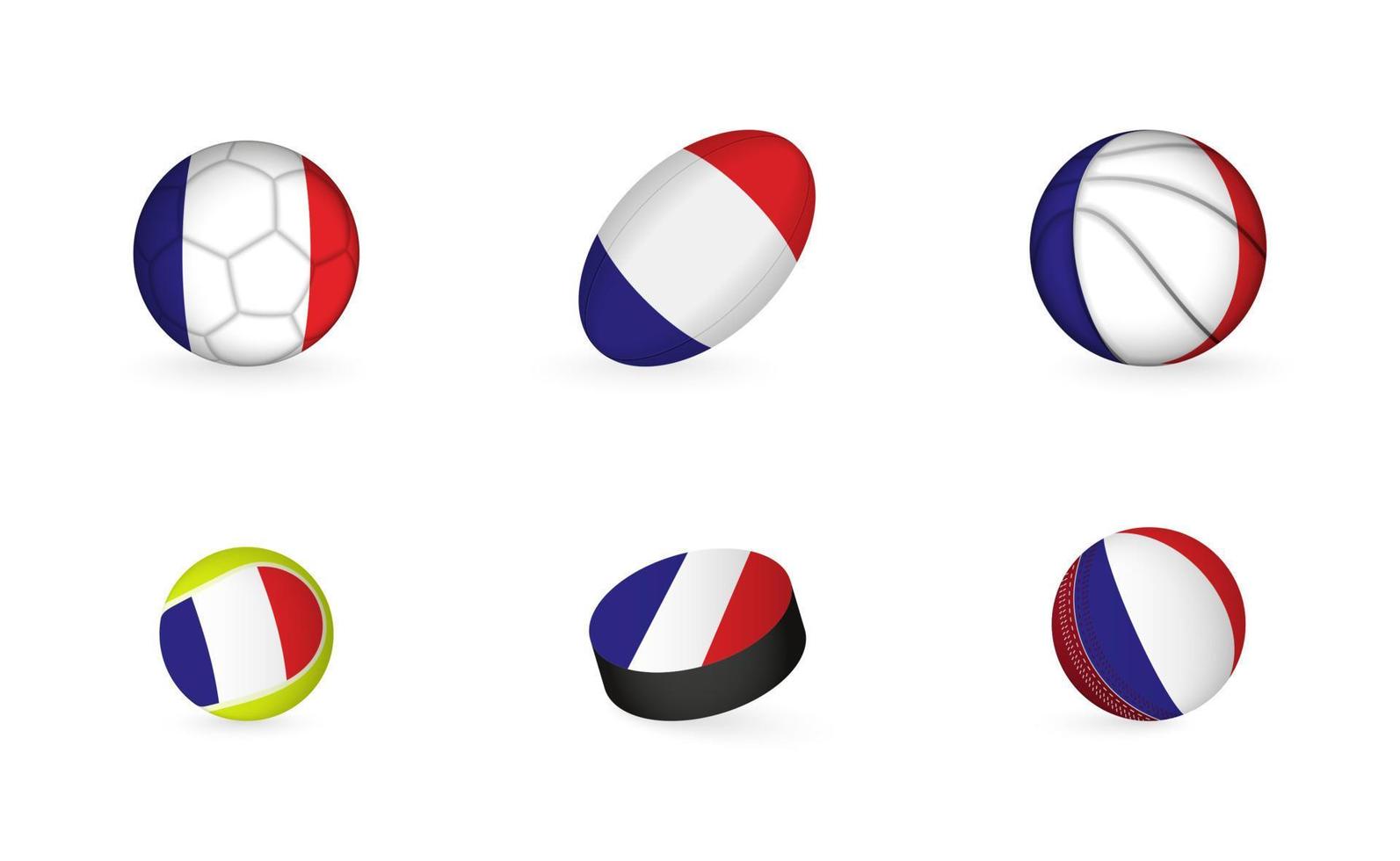Sports equipment with flag of France. Sports icon set. vector