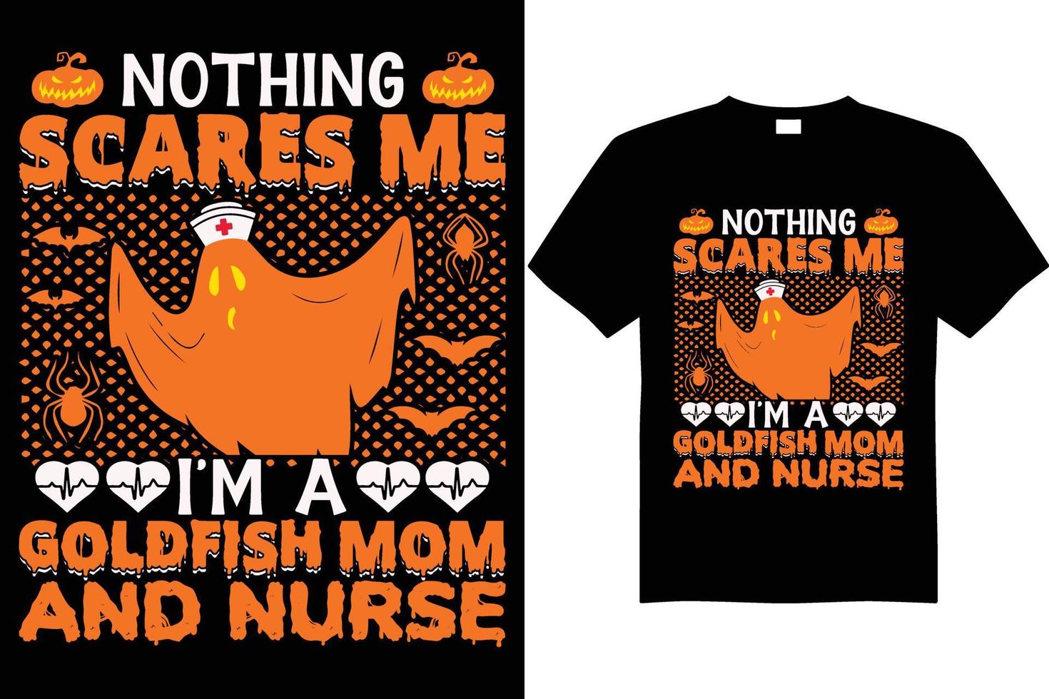 diseño de camiseta de halloween vector goldfish mamá y enfermera camiseta