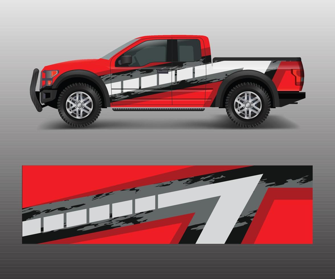 truck and cargo van wrap vector, Car decal wrap design. Graphic abstract stripe designs for vehicle, race, offroad, adventure and livery car vector