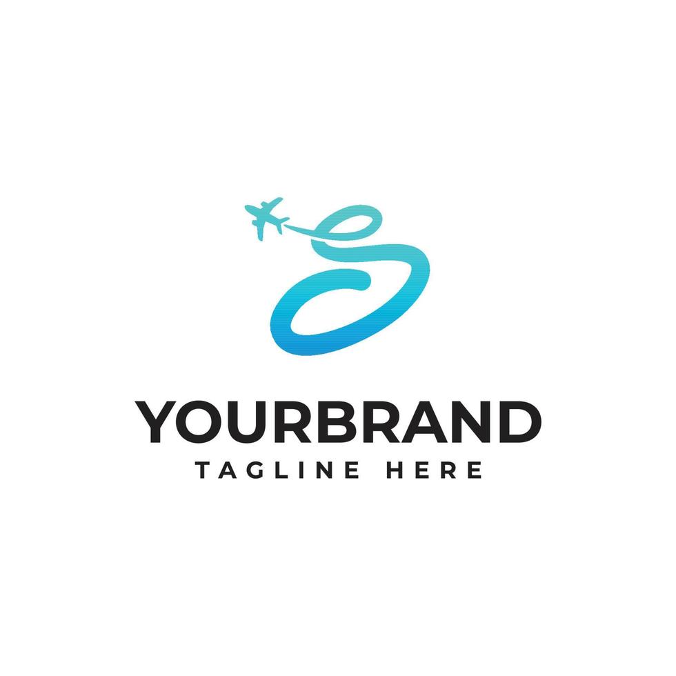 letra s, logotipo de la empresa de viajes. diseño de logotipo de viajes de negocios de aerolíneas con ilustración vectorial vector