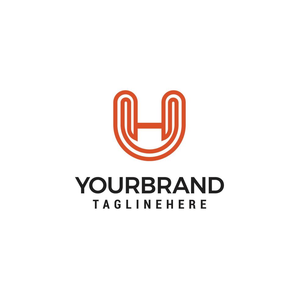 Alphabet letter UH Logo Line Design Template Vector