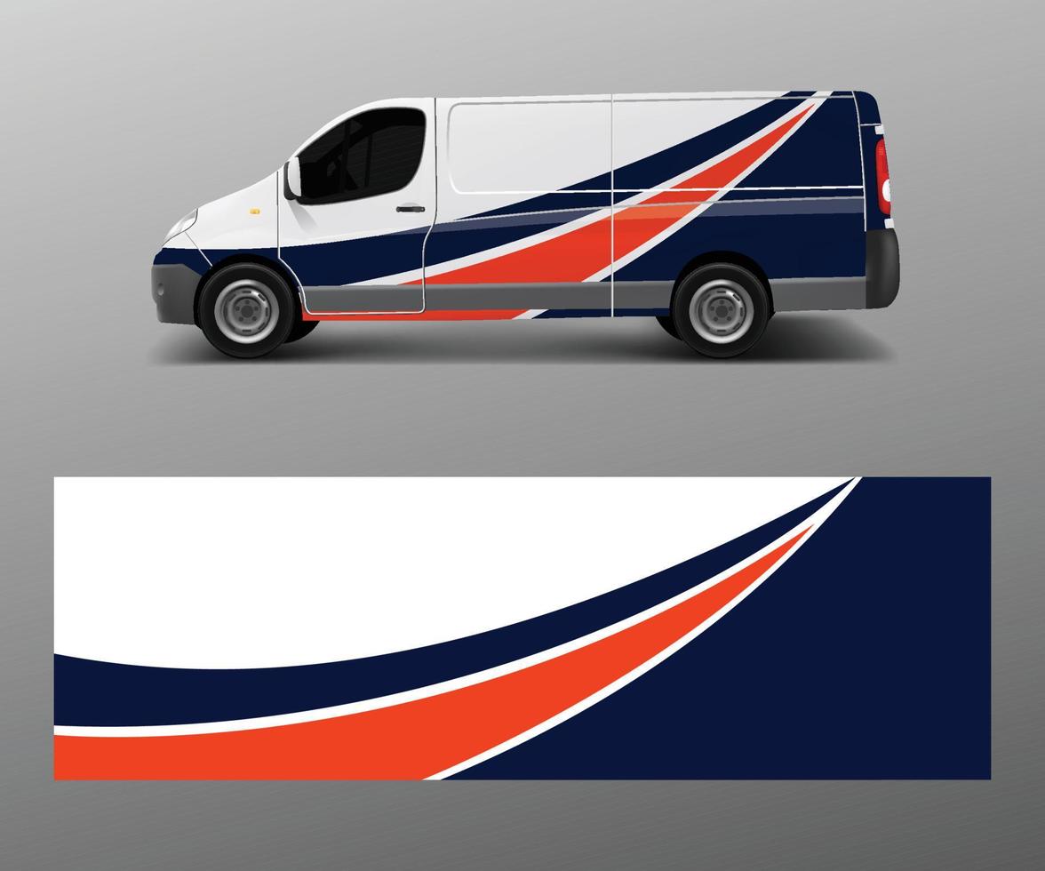 Cargo van decal with green wave shapes , truck and car wrap vector, Graphic abstract stripe designs for wrap branding vehicle vector