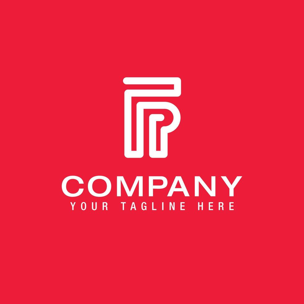 Letter FP or PF logo line design template vector