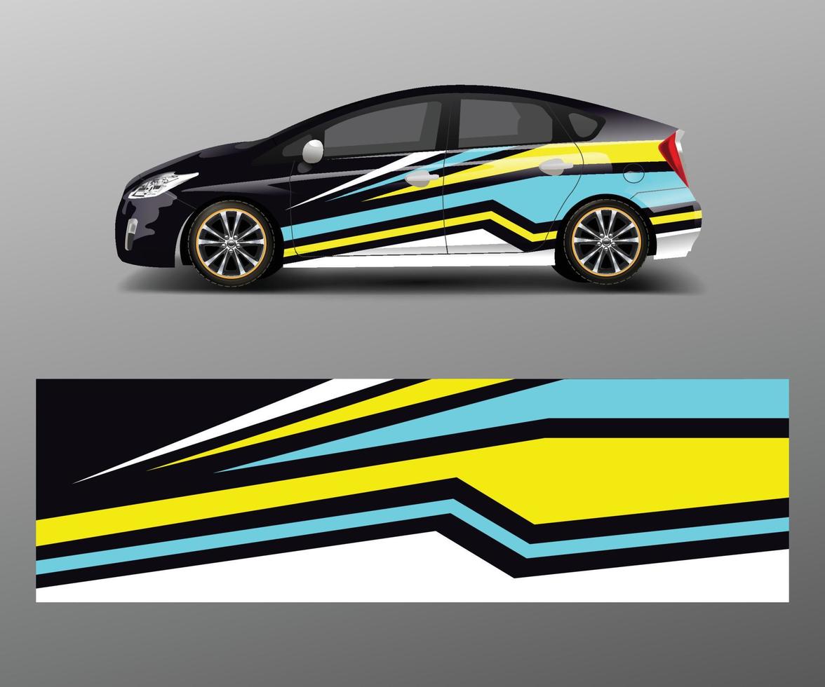 Car decal graphic vector wrap vinyl sticker. Graphic abstract wave shape designs for branding, race and drift car template design vector