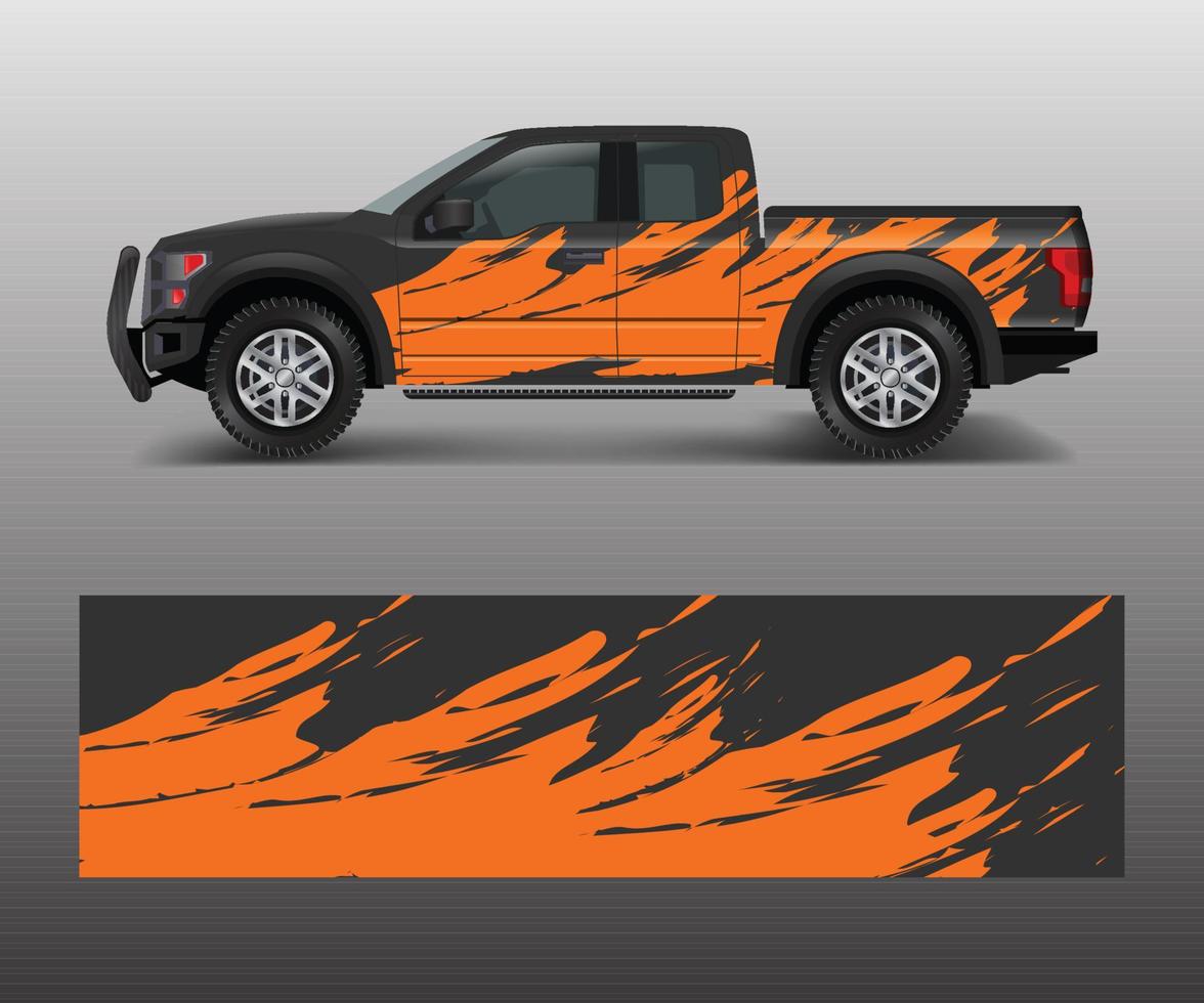 Truck and car graphic background wrap and vinyl sticker design vector