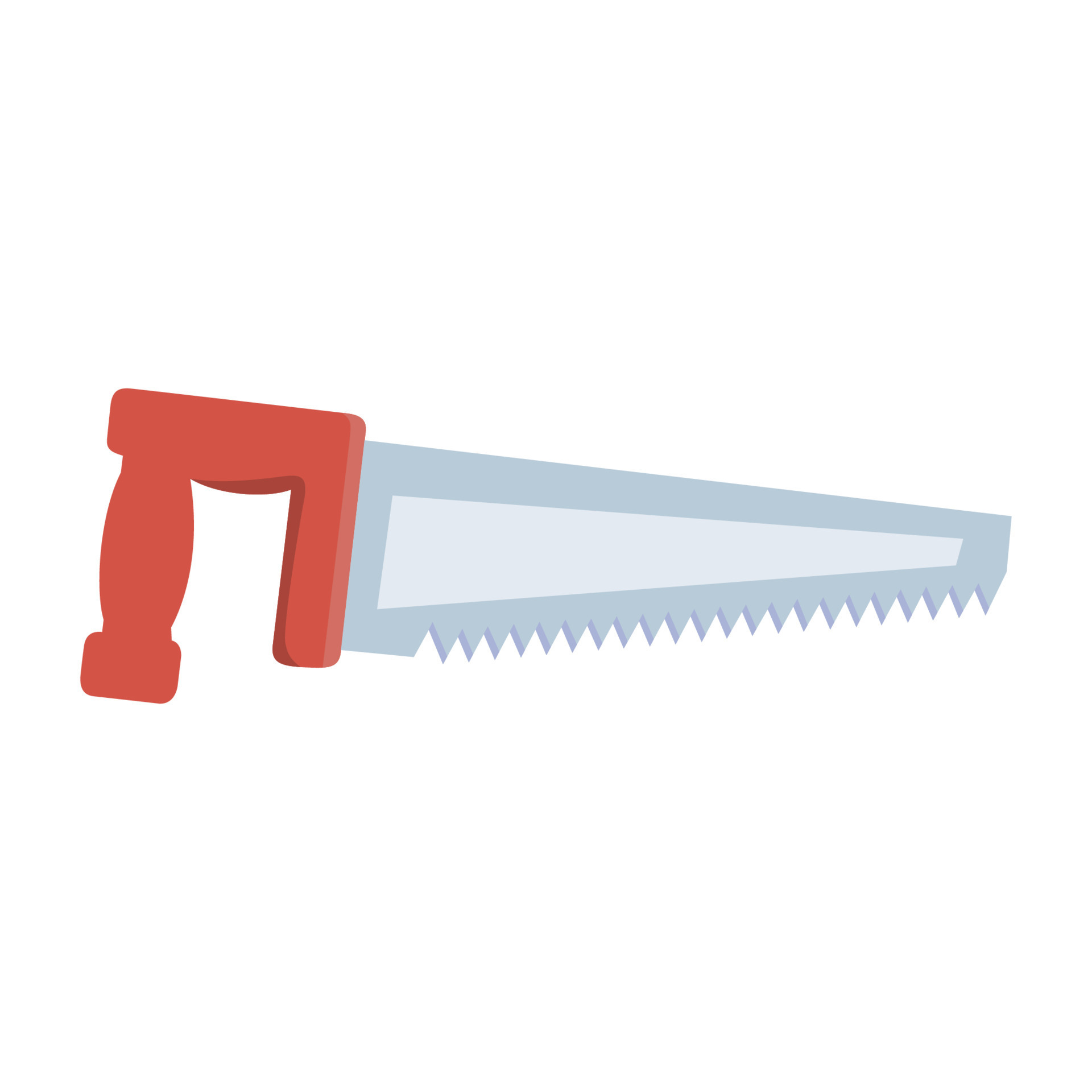 Flat metal hand saw for cutting wood isolated on white. Steel hacksaw