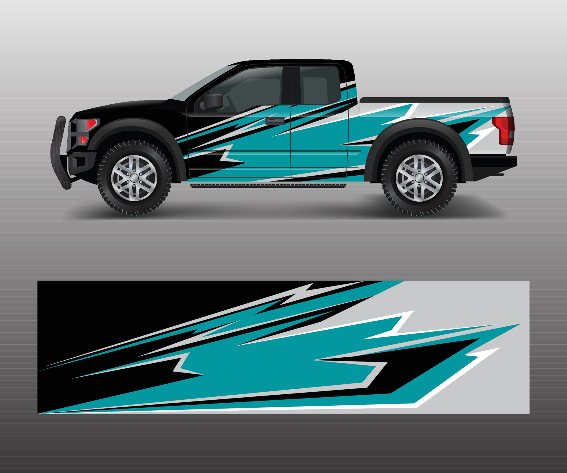 offroad vehicle wrap design vector. Pickup truck decal wrap design