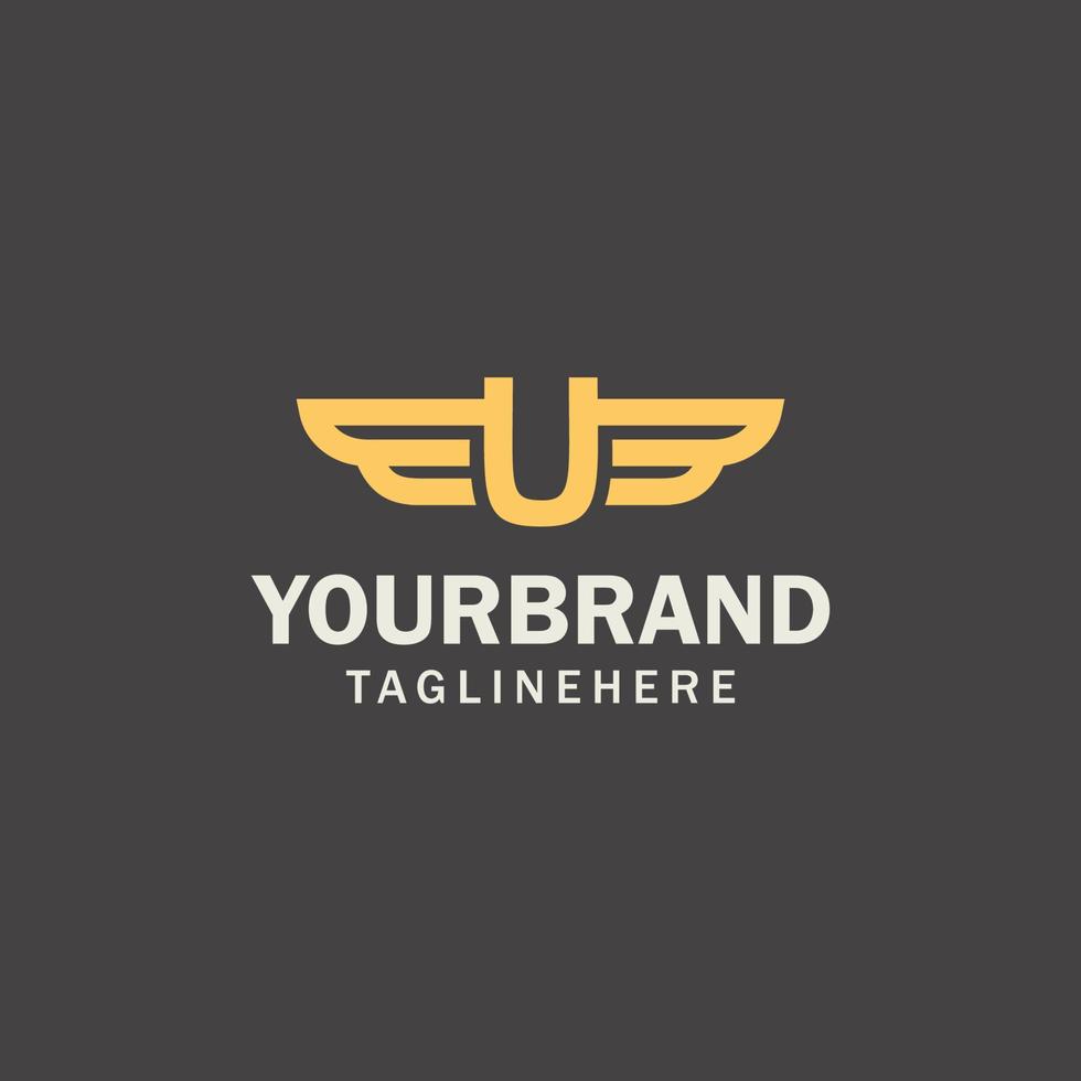 Initial letter U Logo and wing symbol. Wings design element vector. Alphabet logo design template vector