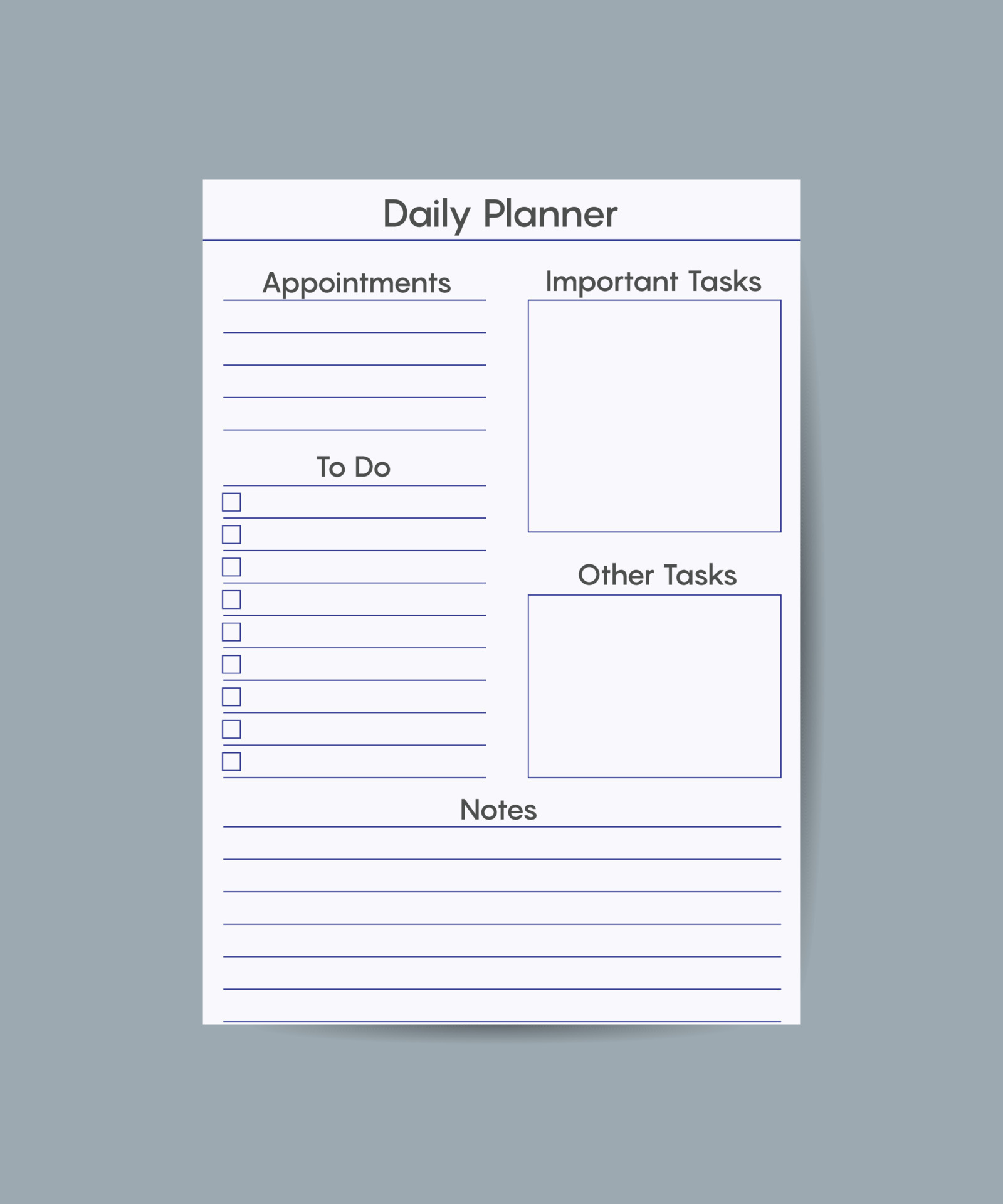 Weekly Planner Printable Vector Template Blank Organizer Page A4