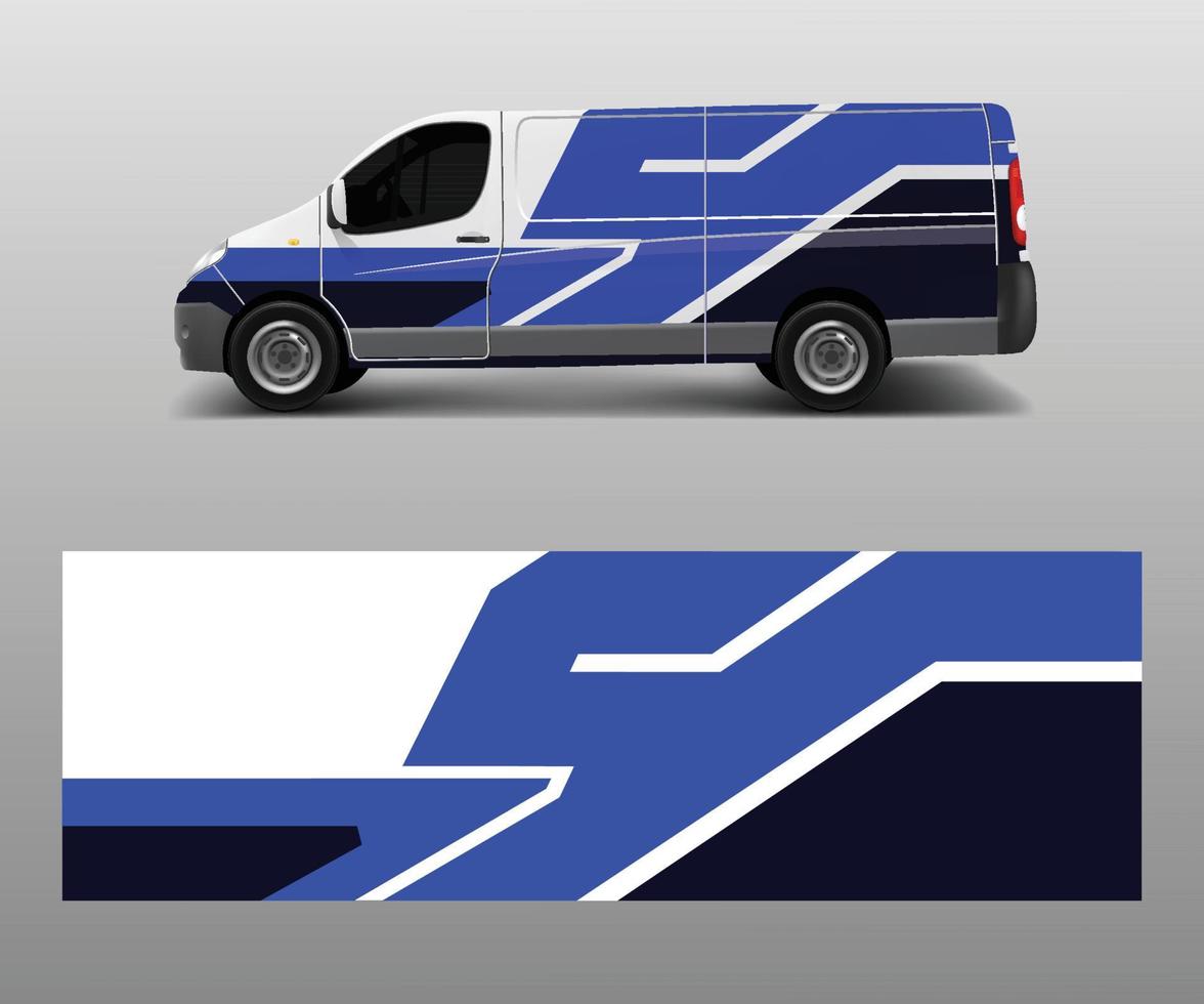 Vehicle decal wrap design cargo van vector. Graphic abstract wave background designs for advertisement company branding vector