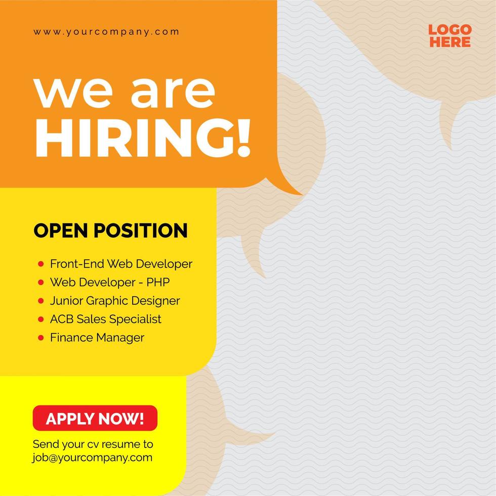 TEMPLATE WE ARE HIRING - SOCIAL MEDIA POST vector