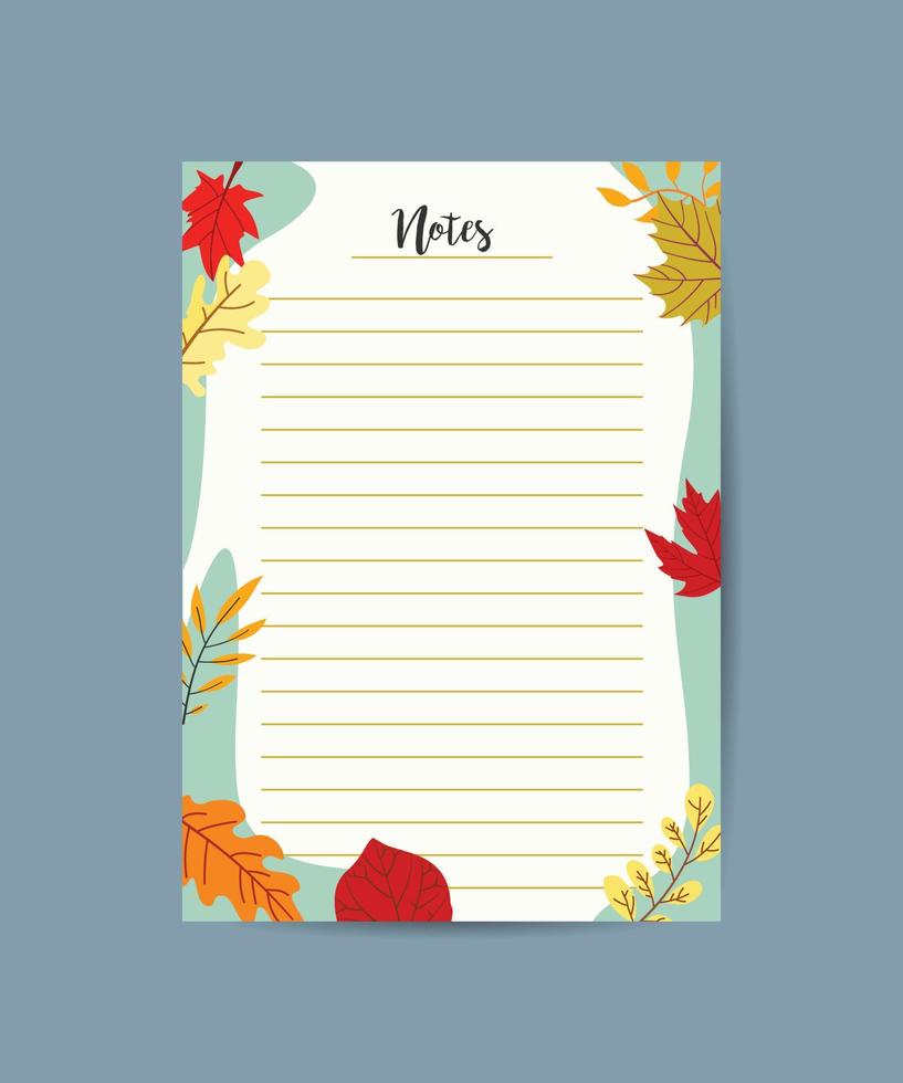 Autumn to-do list notes template with maple leaves and autumn berries Planning and recording of daily tasks. vector