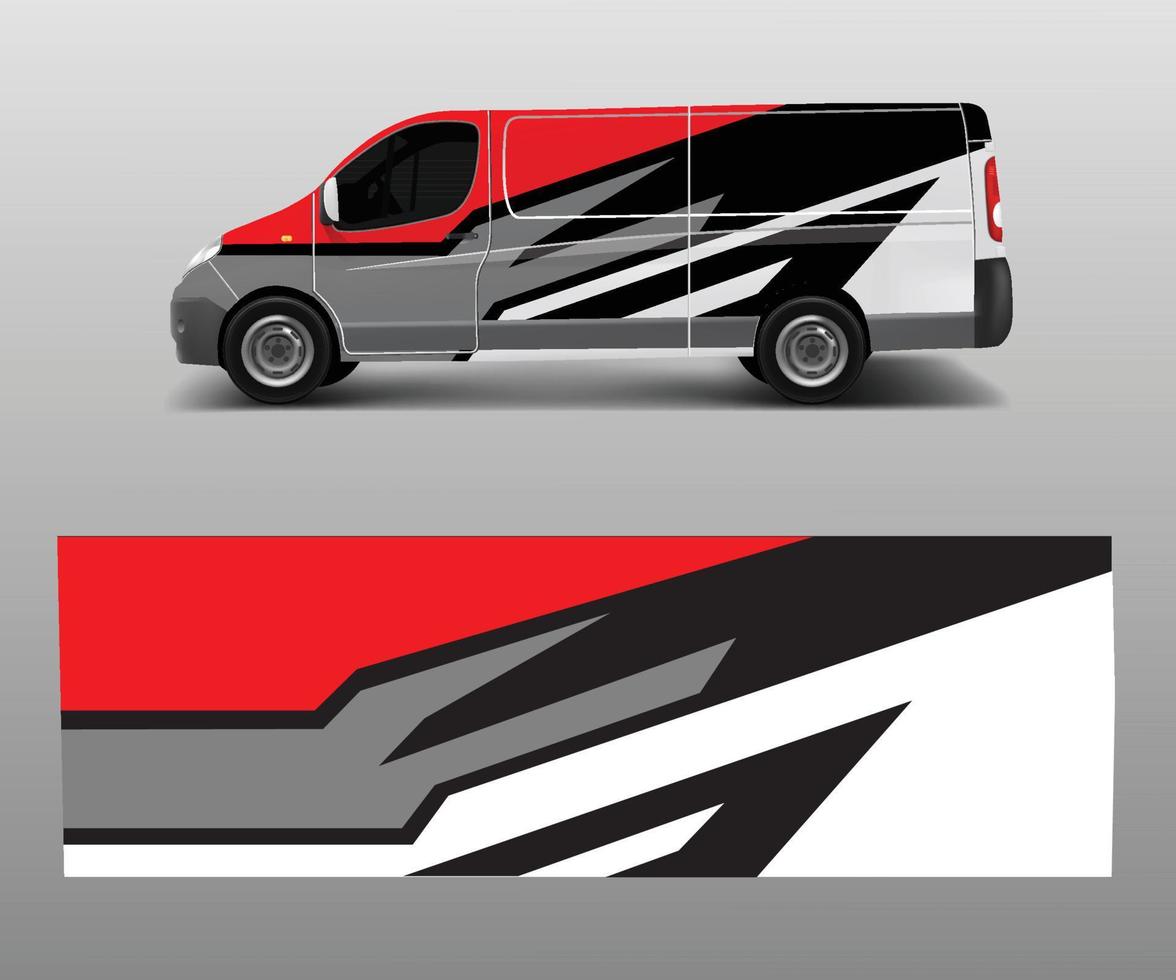 van decal wrap design vector for Company branding . Graphic wrap decal and sticker template vector