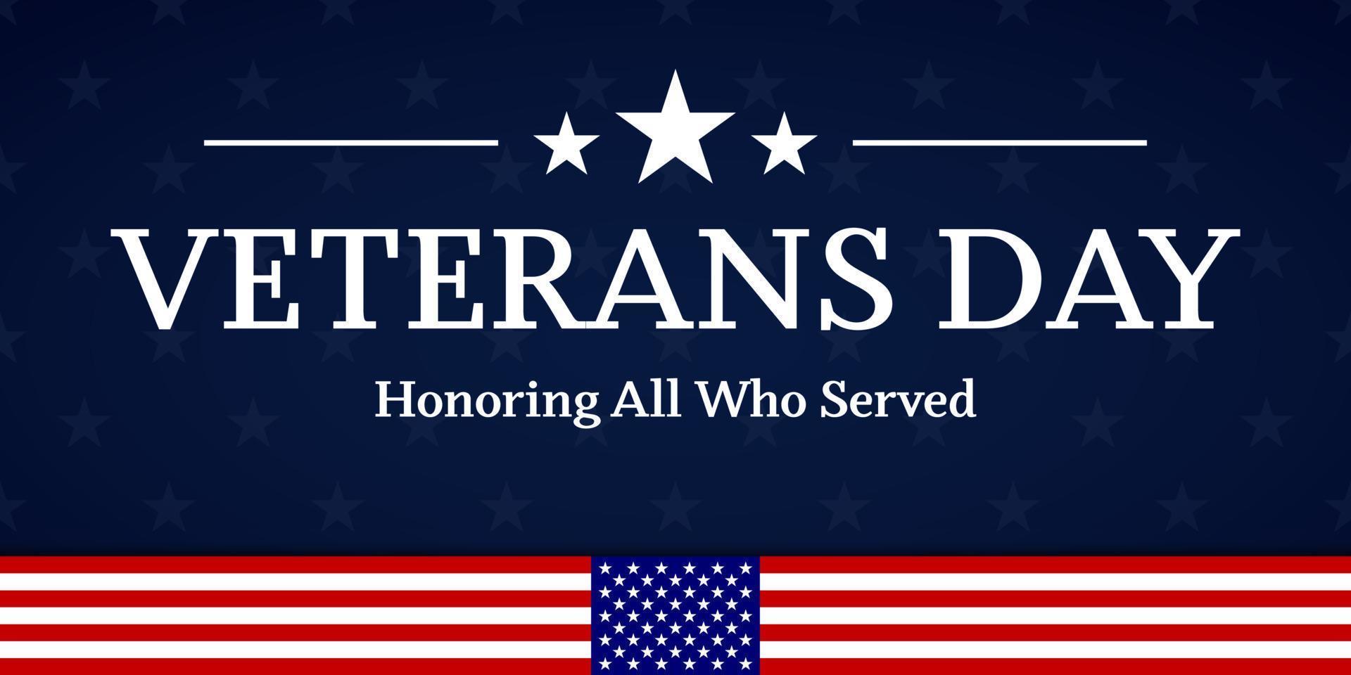 Veterans day with American flag, modern design vector