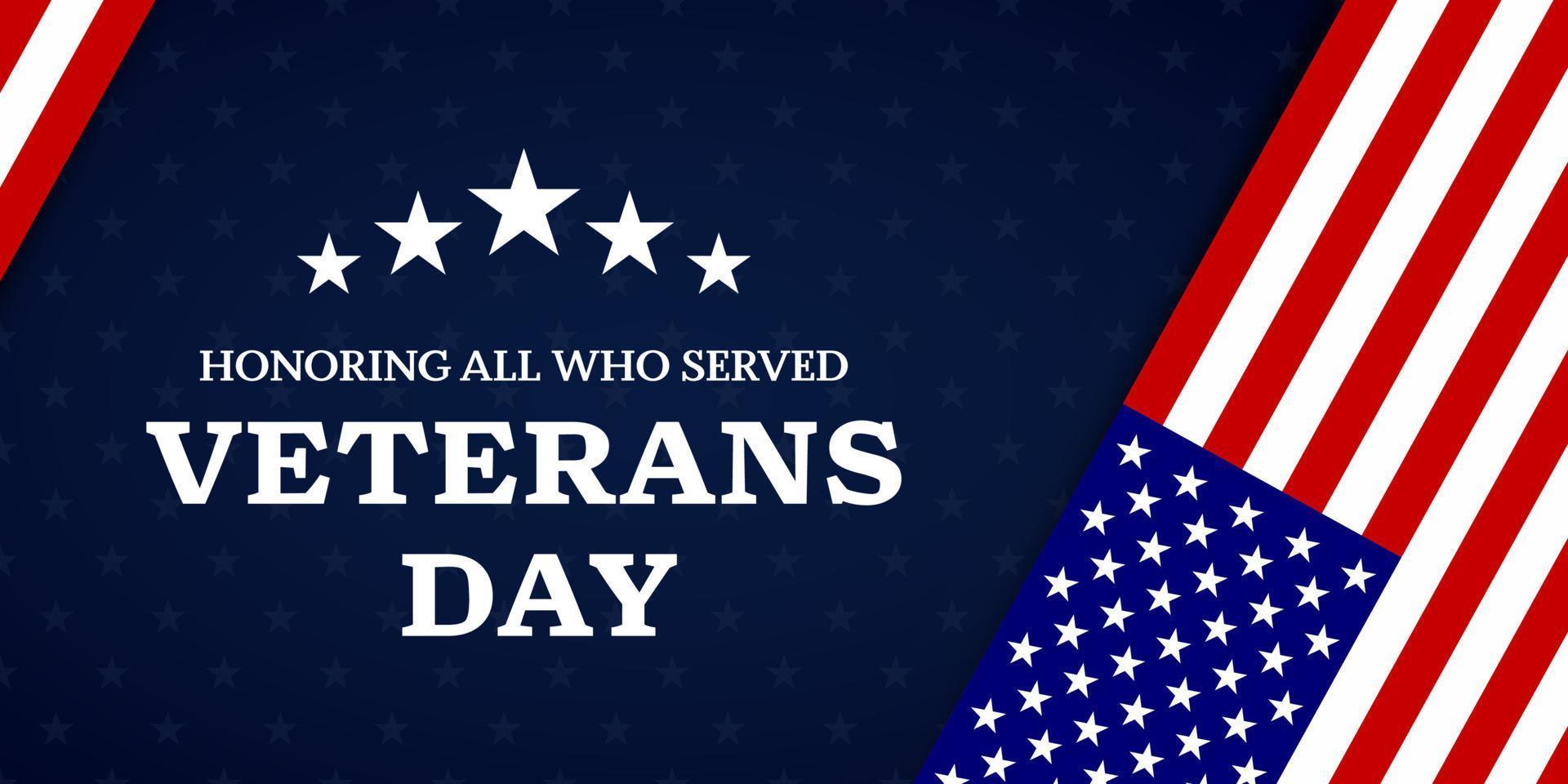 Veterans day with American flag, modern design vector