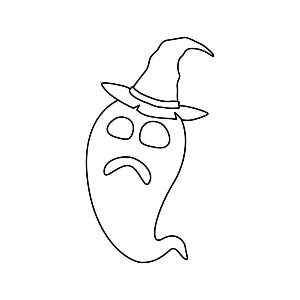 Coloring page with Halloween Ghost vector