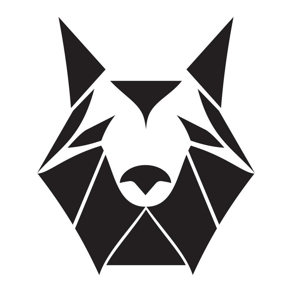 logotipo geométrico de lobo abstracto - lobo de baja poli - ilustraciones de lobo poligonal - cabeza de lobo blanco y negro vector