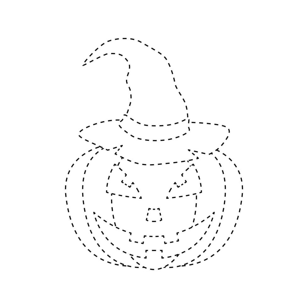 Halloween pumpkin tracing worksheet for kids vector