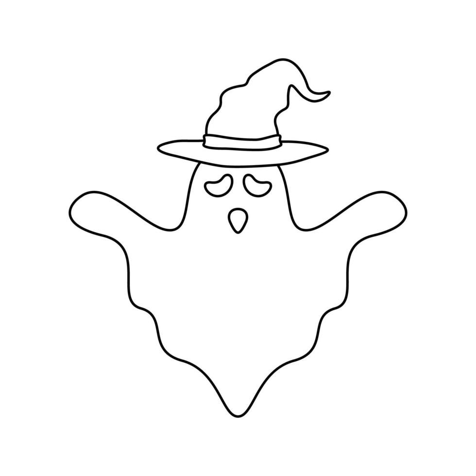 página para colorear con fantasma de halloween vector