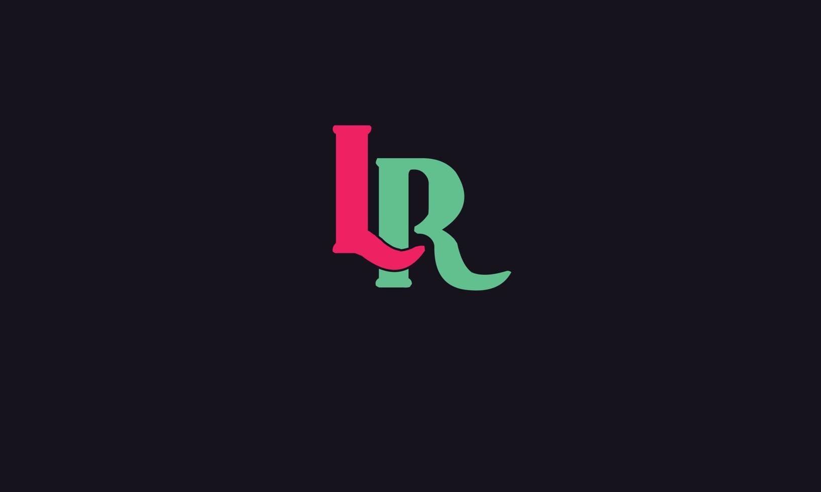 alfabeto letras iniciales monograma logo lr, rl, l y r vector