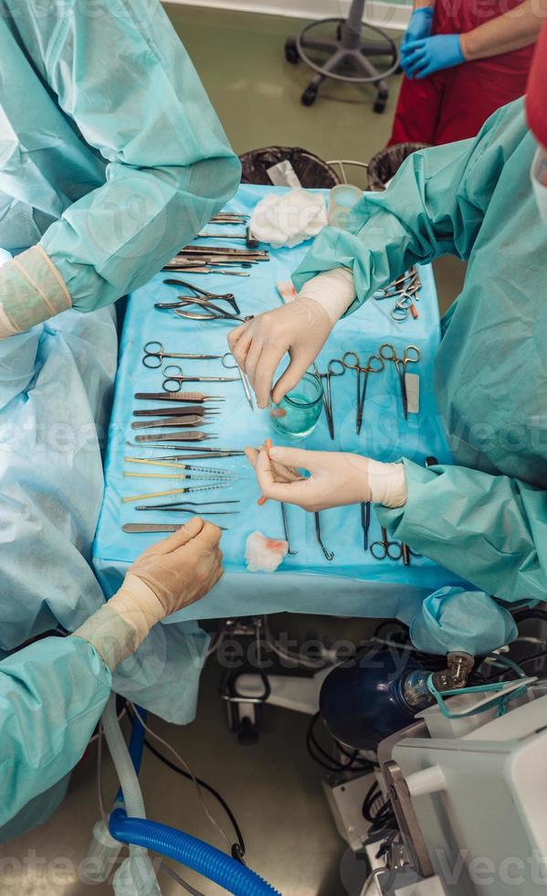 The instruments of surgery in operating room. photo