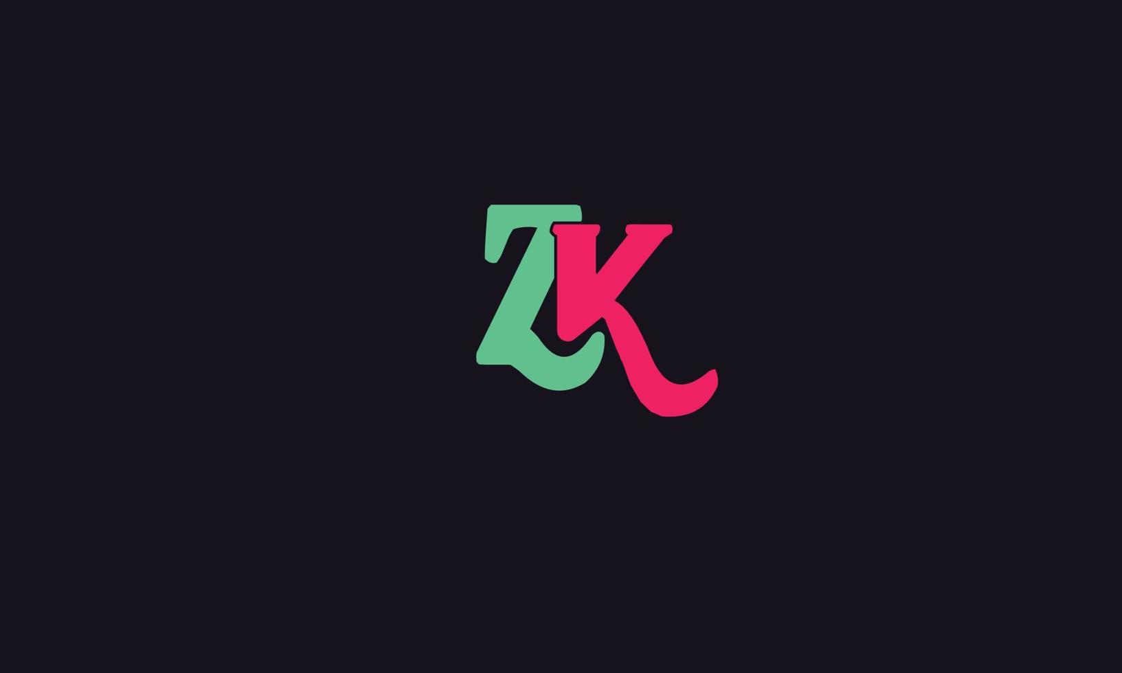 letras del alfabeto iniciales monograma logo zk, kz, z y k vector
