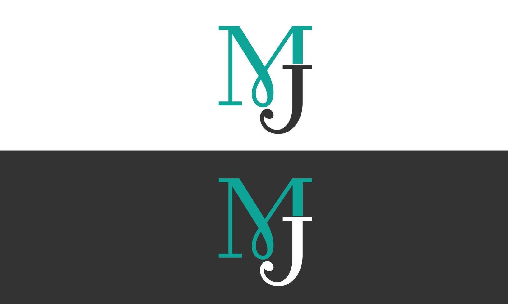 alfabeto letras iniciales monograma logo mj, jm, m y j vector