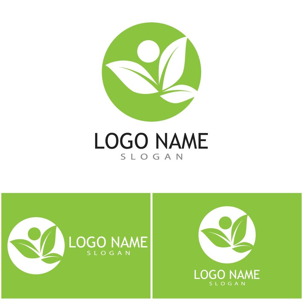 diseño de logotipo de naturaleza de ilustración de hoja verde vector