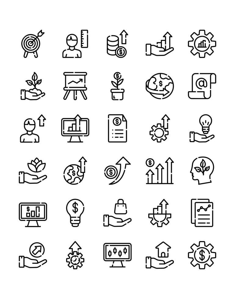 Growth Icon Set 30 isolated on white background vector