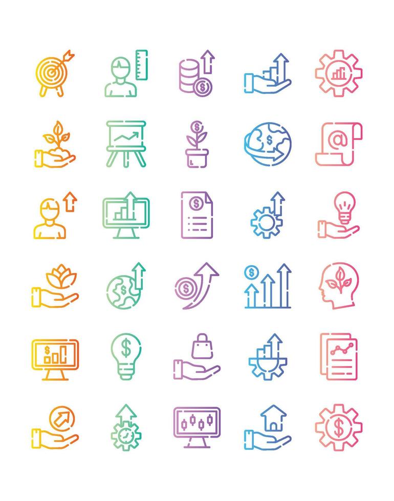 Growth Icon Set 30 isolated on white background vector