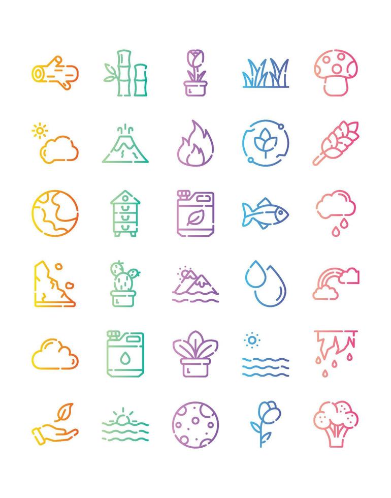 Nature Icon Set 30 isolated on white background vector