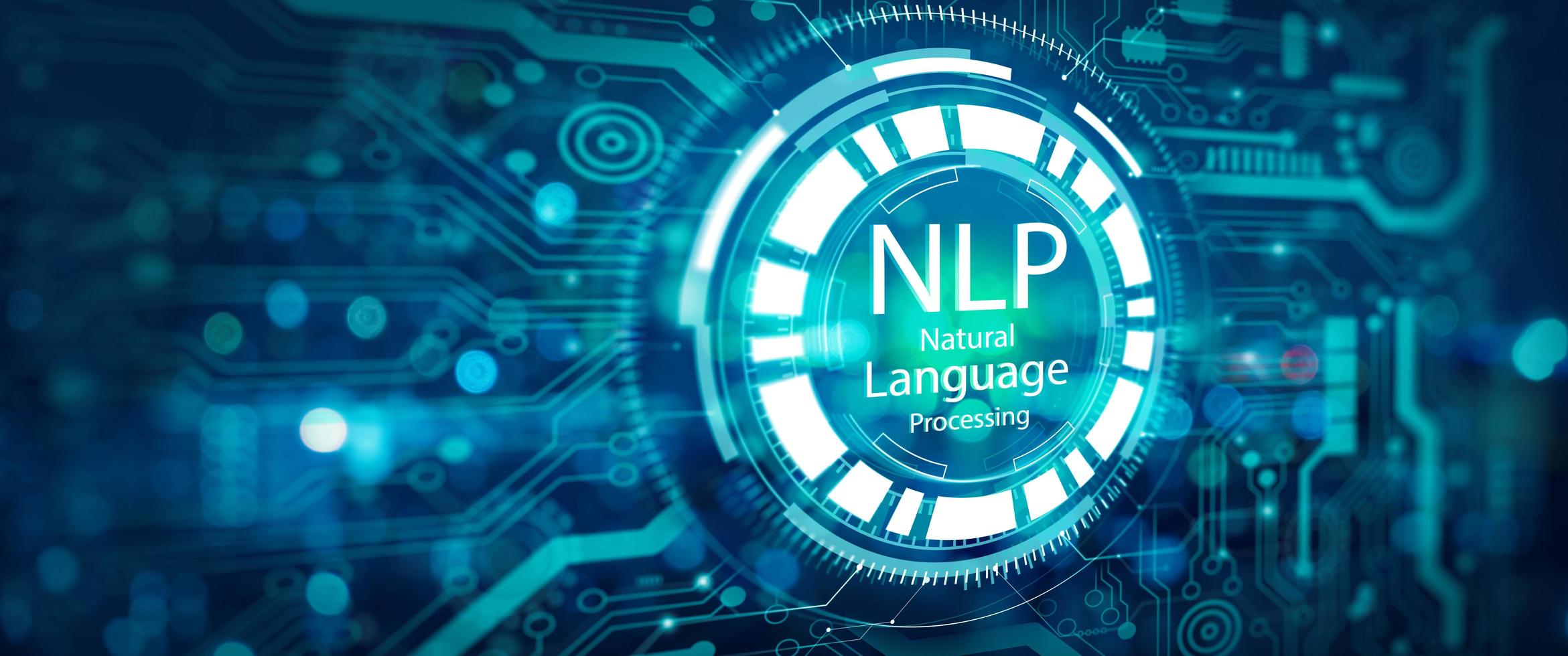 concepto de tecnología informática cognitiva de procesamiento de lenguaje natural ai y nlp. foto